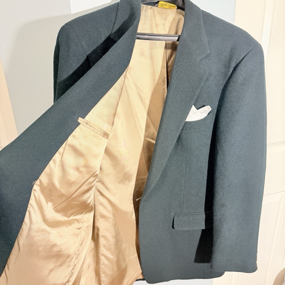 Brooks Brothers Mens Camel Hair‎ Blazer Jacket Sz 43L Green 2 Button Sport Coat